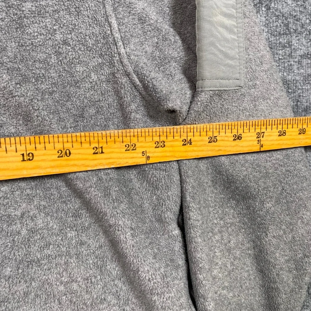 Old Navy‎ Mens Large Quarter Zip Fleece Pullover Heather Grey Logo Sleeve Pocket
